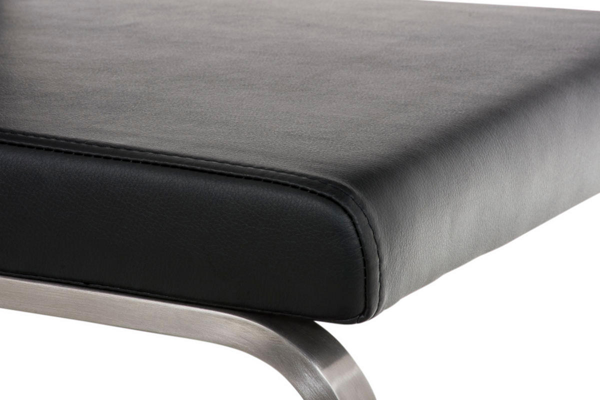 SCHWINGSTUHL 2er Set Lederlook Schwarz - Edelstahlfarben/Schwarz, Textil/Metall (40/90/50cm) - CLP