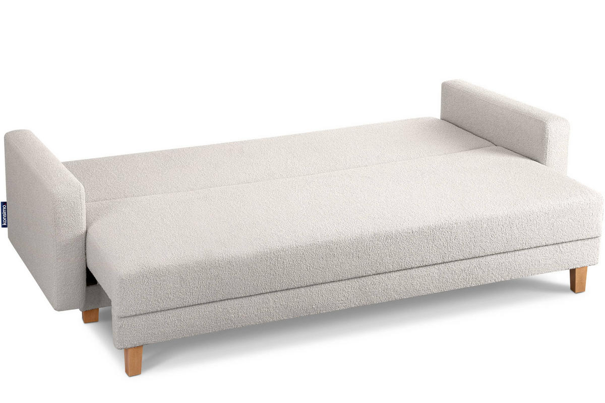3-SITZER-SCHLAFSOFA ERISO mit weiche Sitzfläche und hohe Rückenlehne, Bouclé-Stoff, weiß - Braun/Weiß, Textil (220/80/100cm) - KONSIMO®