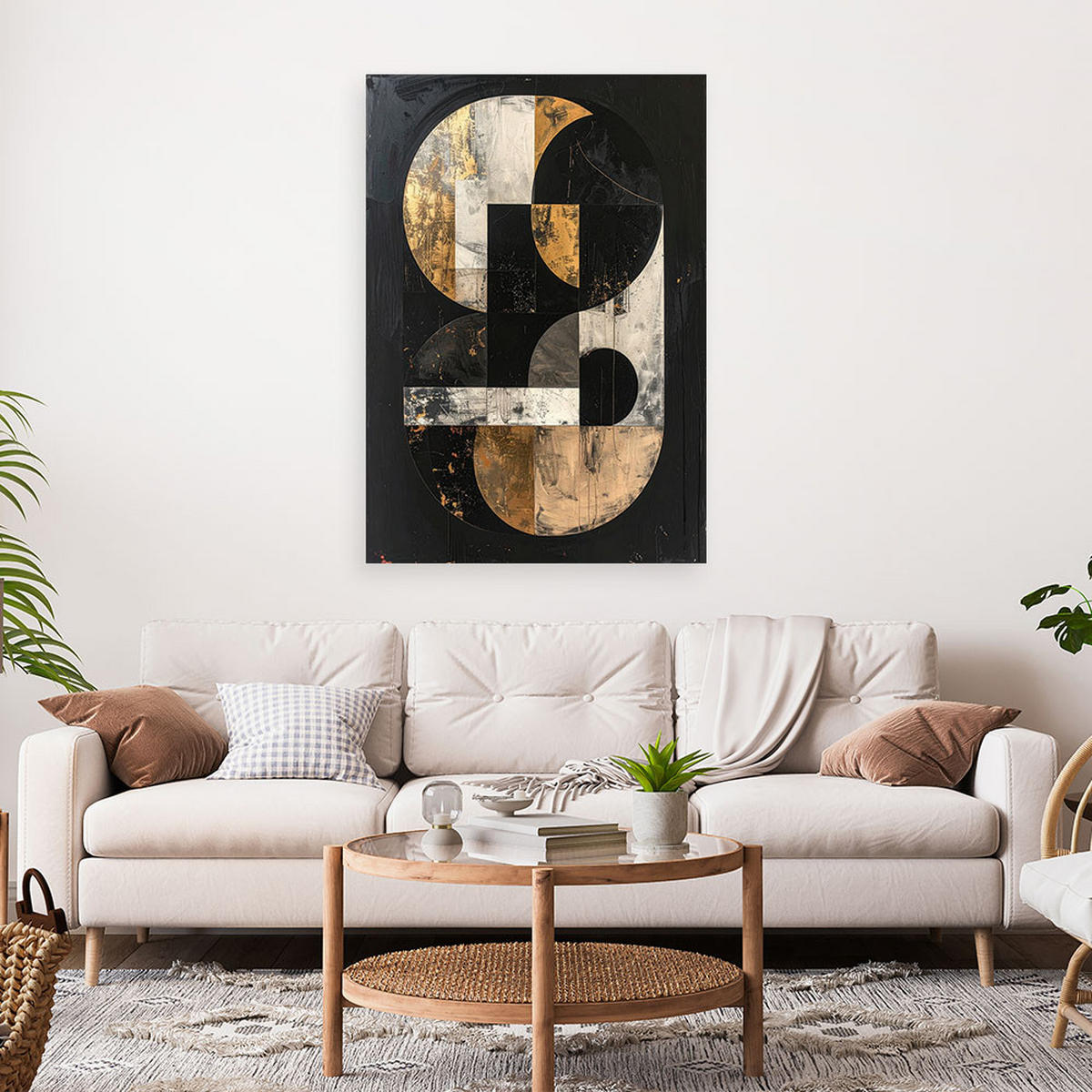 LEINWANDBILD Abstraktion 60x90cm - Schwarz, Textil (60/90cm) - Feeby