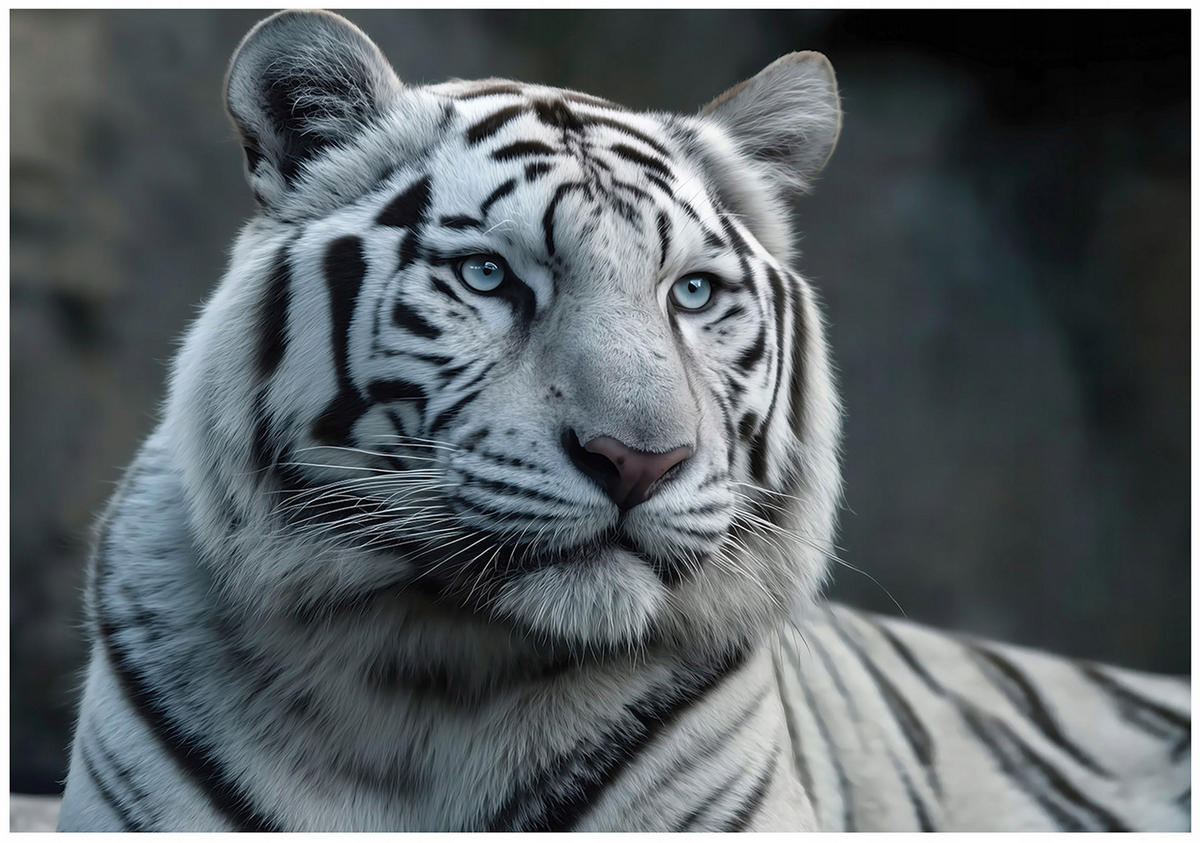 FOTOTAPETE Tiger Tiere Weiß 400x280 cm - Multicolor, Papier (400/280cm) - Wallarena