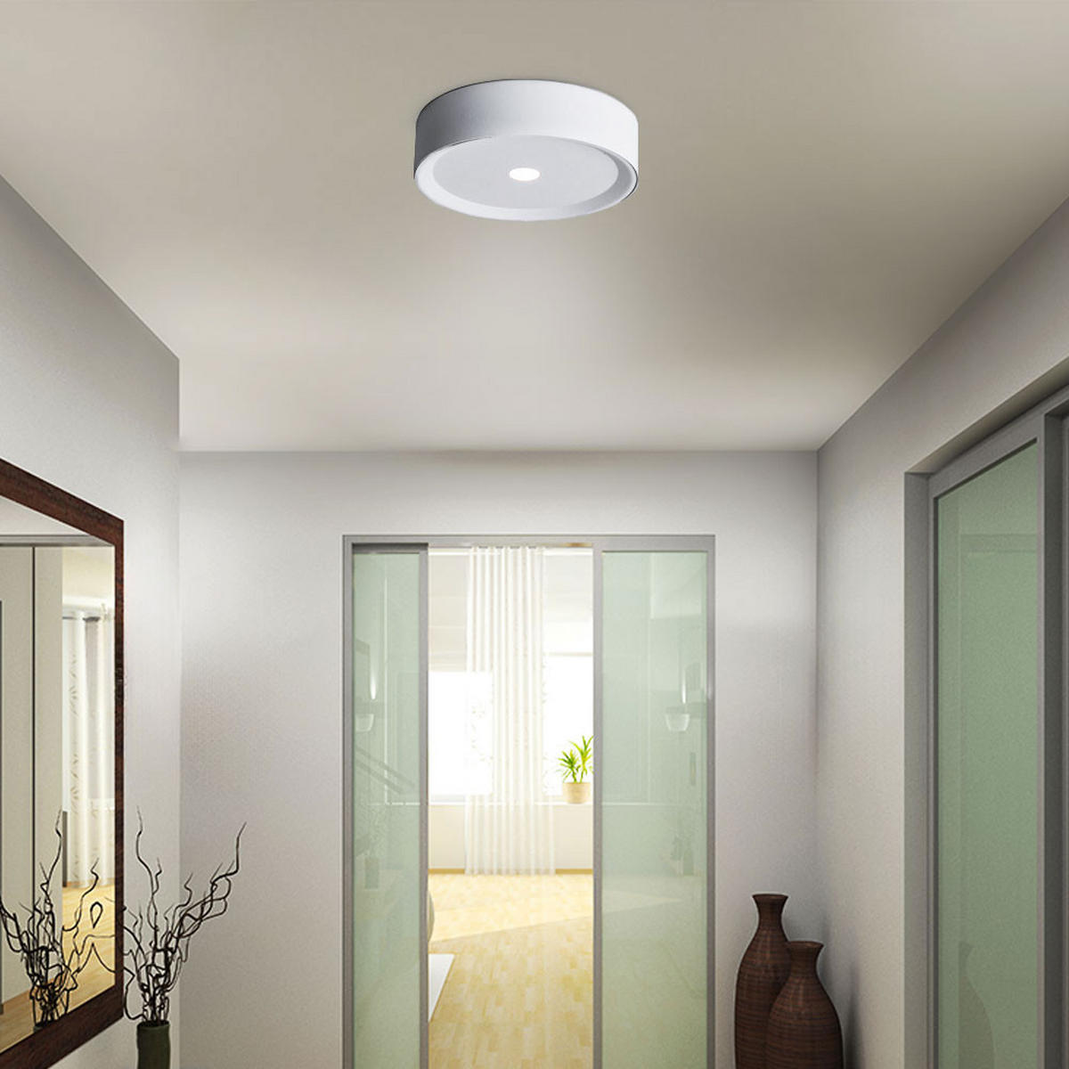 LED DECKENLEUCHTE Aluminium Weiß - Weiß, Metall (15/15/4cm) - Globo Lighting