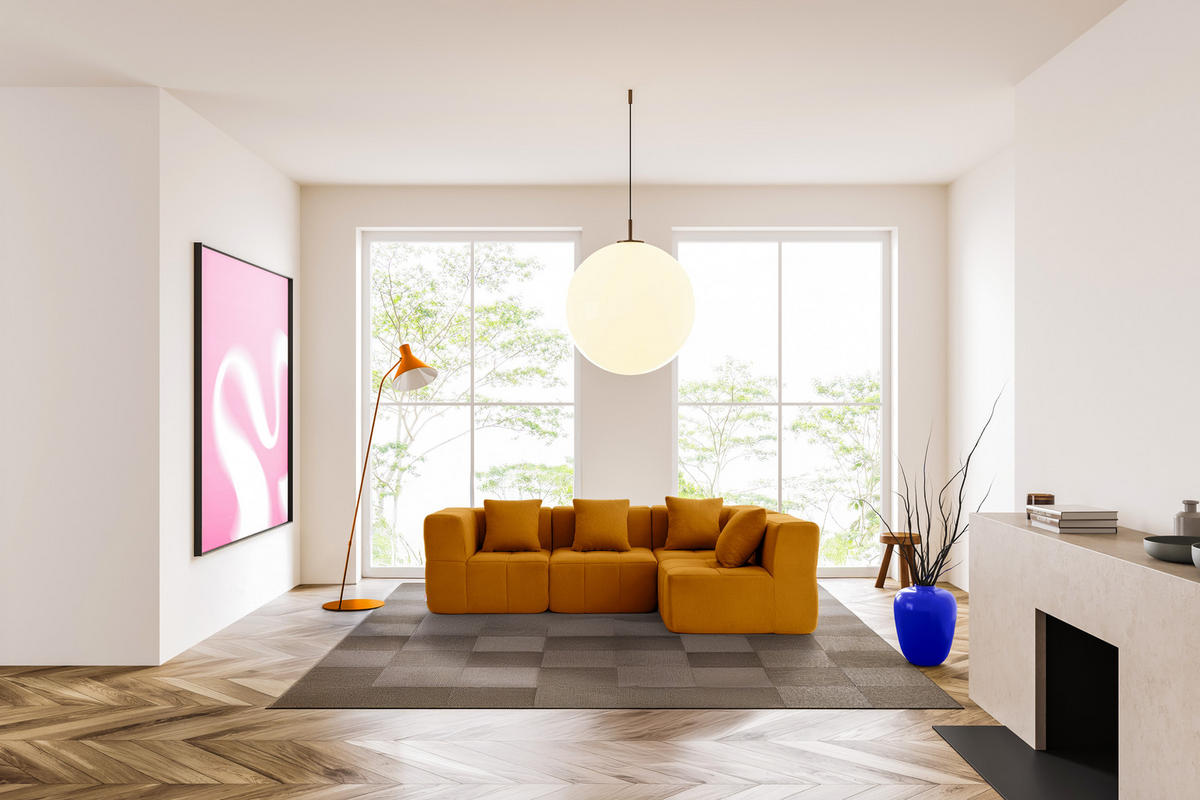 ECKSOFA Bouclé-Stoff Zimtbraun - Hellbraun, Textil (260/175cm) - MILYsofa