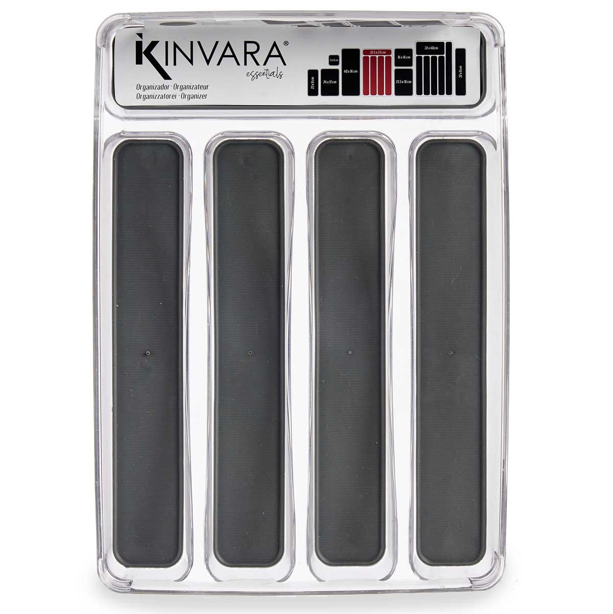 BESTECKSCHUBLADEN-ORGANIZER rutschfester Boden 32,7/23,3/4,5 cm - Transparent, Kunststoff (23.3/4.5/32.7cm) - Kinvara