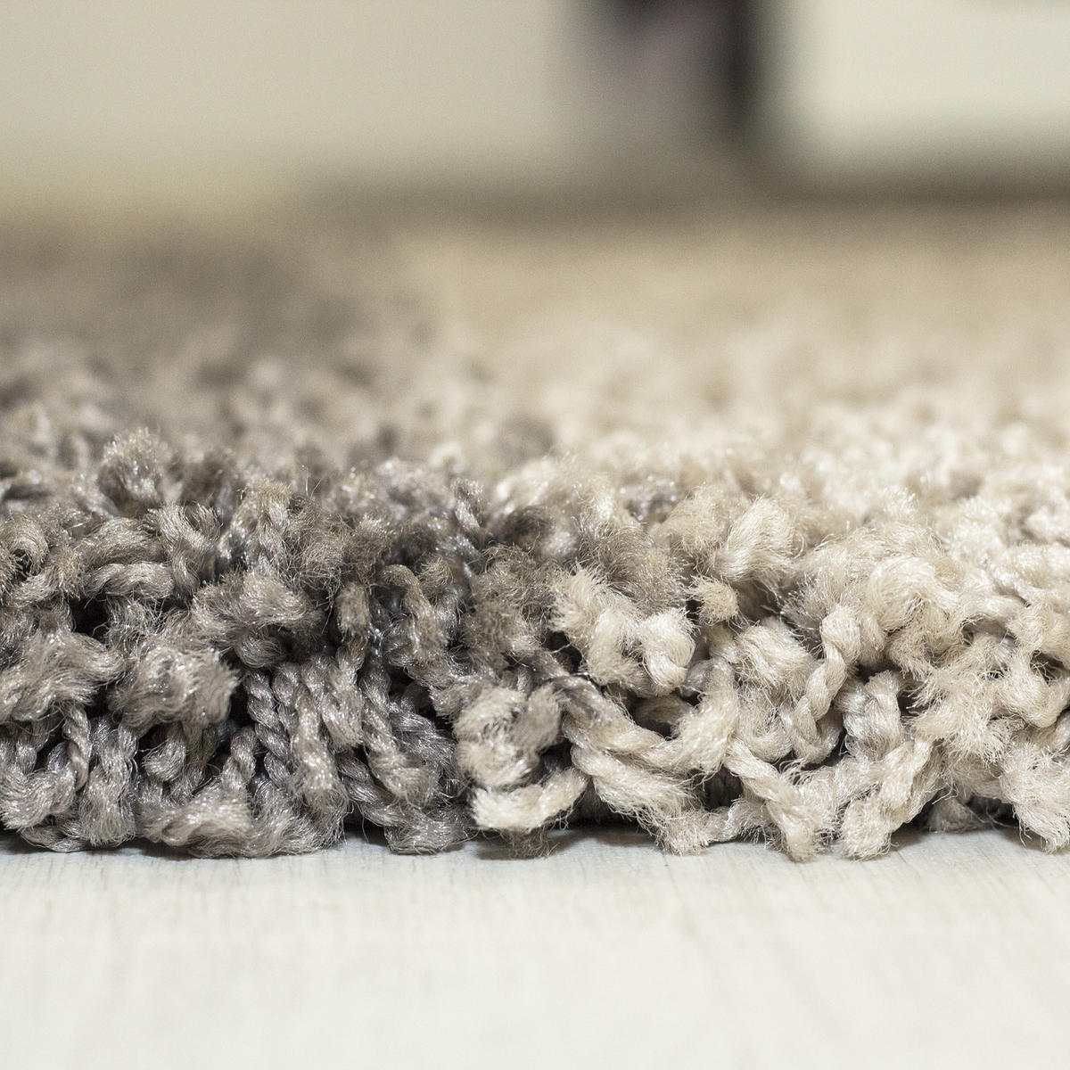 TEPPICH Hochflor Shaggy Karo Design Polypropylen Wohnzimmer Taupe Rund 160x160 - Taupe, Textil (160/160cm) - KADIMA DESIGN