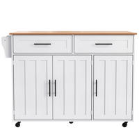 KÜCHENINSEL Weiß-Natur 129/46/91.5 cm - Weiß, Holzwerkstoff (129/91.5/46cm) - PANGIVO