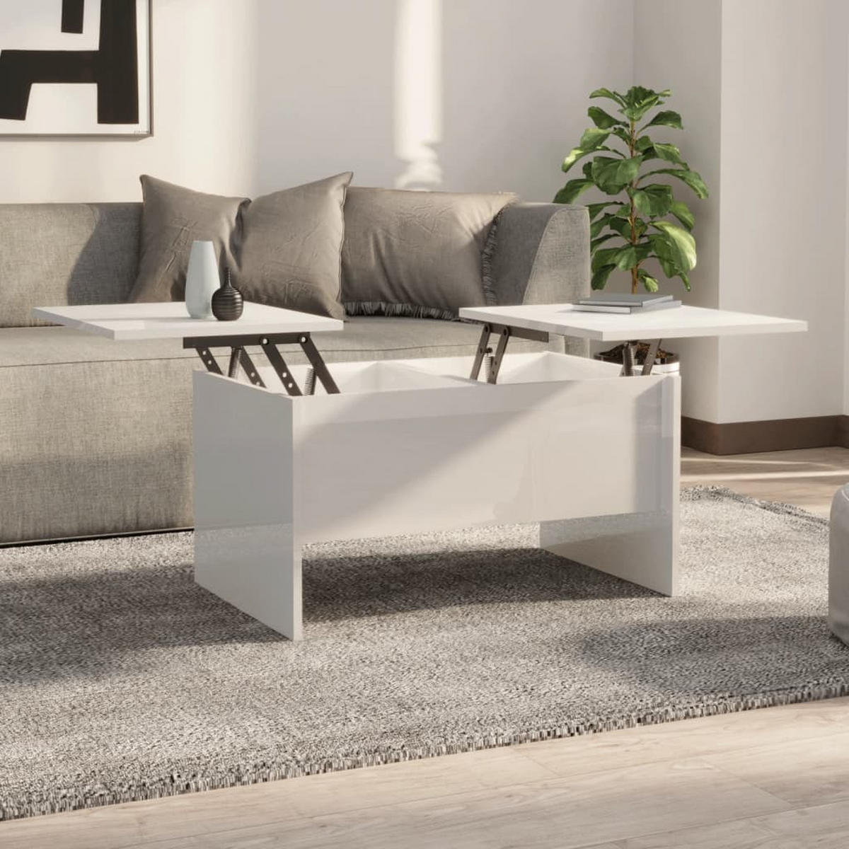 COUCHTISCH Hochglanz-Weiß 80x50x42,5 cm Holzwerkstoff - Weiß, Holzwerkstoff (80/50/42.5cm) - furnicato