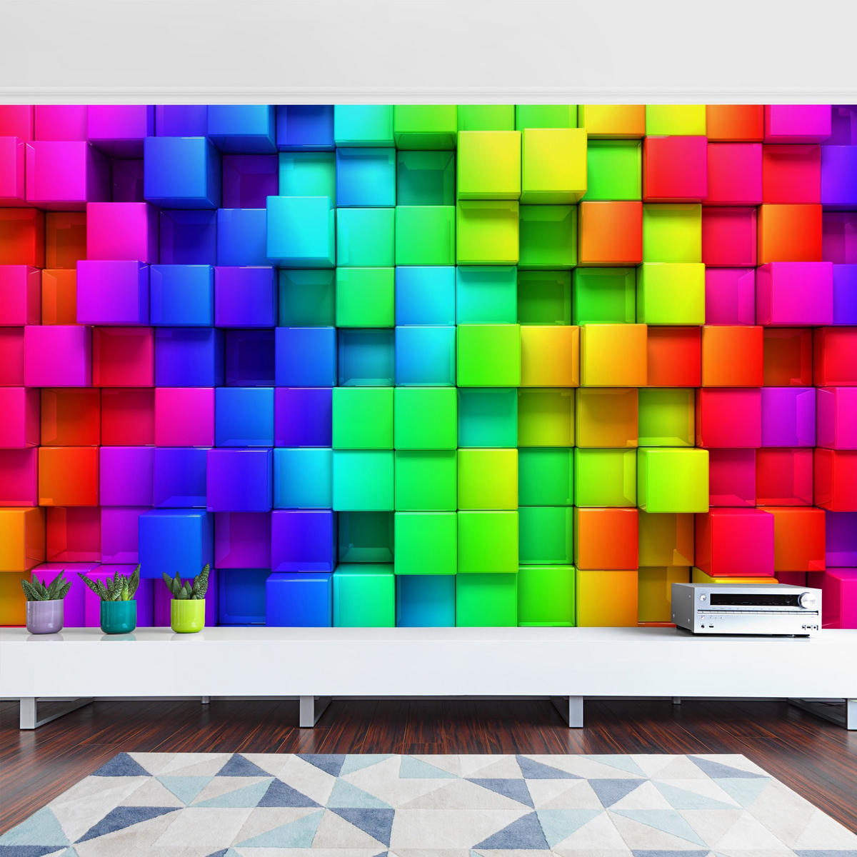 FOTOTAPETE 3D Würfel 336/225 cm - Multicolor, Papier (336/225cm) - Bilderwelten