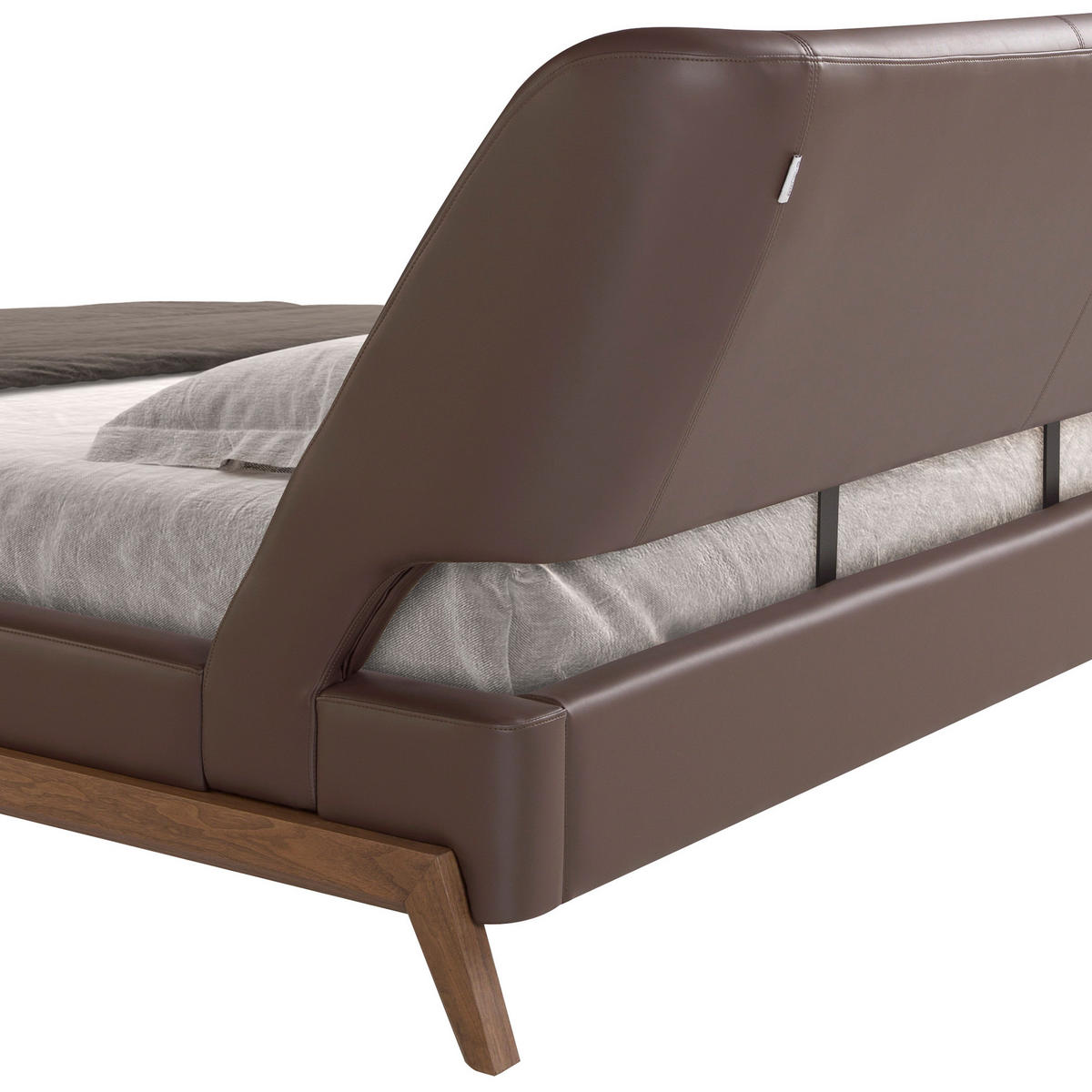 BETT Braun Walnuss 205/237/95 cm - Walnussfarben/Braun, Leder (180/200cm) - ANGEL CERDA