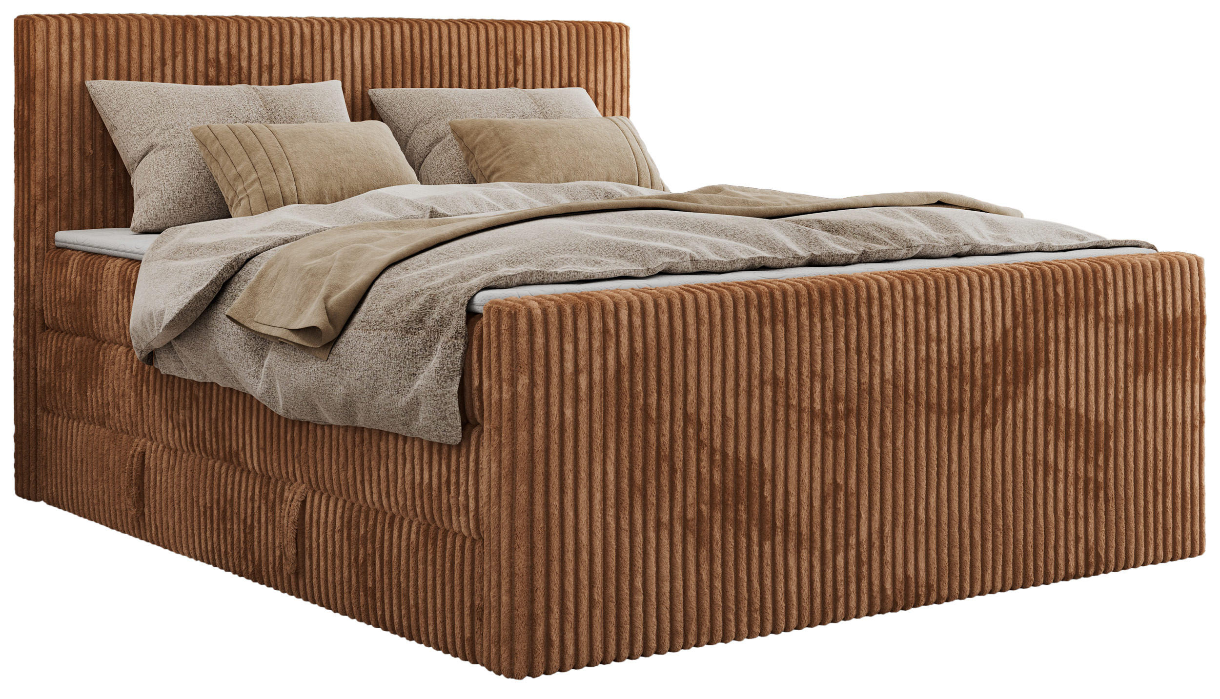 BOXSPRINGBETT TILIANO KING DUO 140/200 - Orange Cord - H3 - Orange, Textil (140/200cm) - MKS