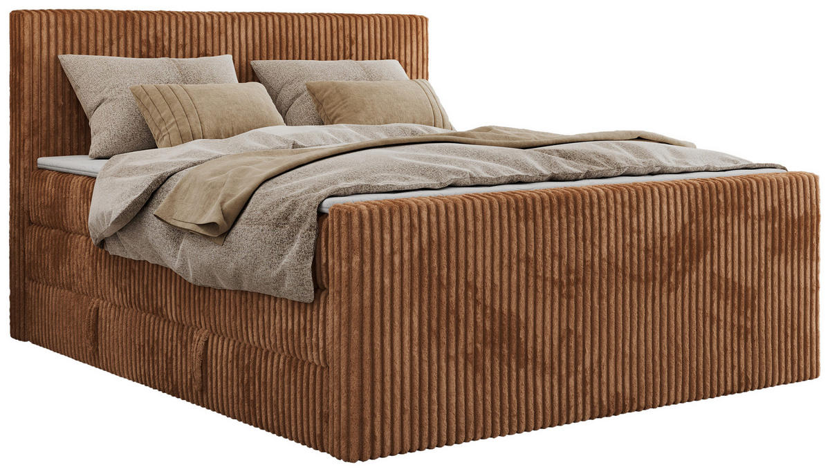 BOXSPRINGBETT TILIANO KING DUO 180/200 - Orange Cord - H3 - Orange, Textil (180/200cm) - MKS