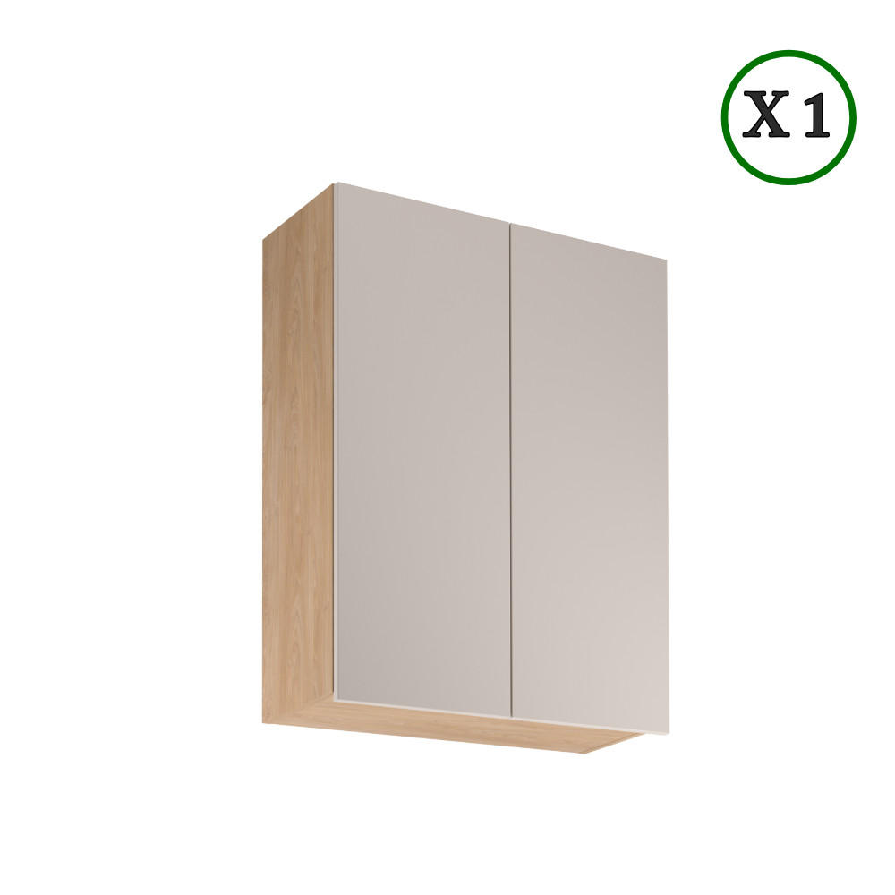 KÜCHENZEILE 200 cm - Sorento K46-M200 - in Beige / Sonoma Eiche - Beige/Schwarz, Holz/Holzwerkstoff (200/210/58cm)