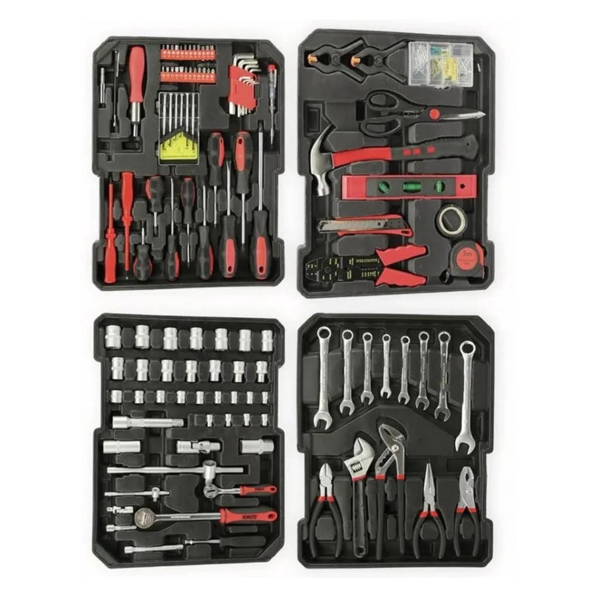 WERKZEUGSET – 187-teiliges All-in-One Heimwerker Set mit Aluminium-Trolley, Robustes CR-V Werkzeug für Reparaturen, Wartung & DIY - Silberfarben/Schwarz, Metall (17/35.4/45.2cm) - Kinzo