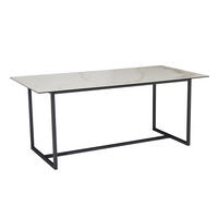 ESSTISCH Glas Keramik Marmoroptik Designer 180x90 ARCTIC, Weiß-Schwarz 180x90x76 cm - Schwarz/Weiß, Glas/Metall (90/180/76cm) - KADIMA DESIGN
