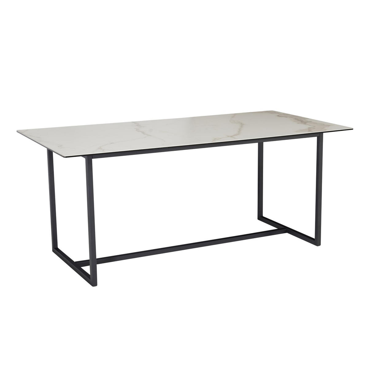 ESSTISCH Glas Keramik Marmoroptik Designer 180x90 ARCTIC, Weiß-Schwarz 180x90x76 cm - Schwarz/Weiß, Glas/Metall (90/180/76cm) - KADIMA DESIGN