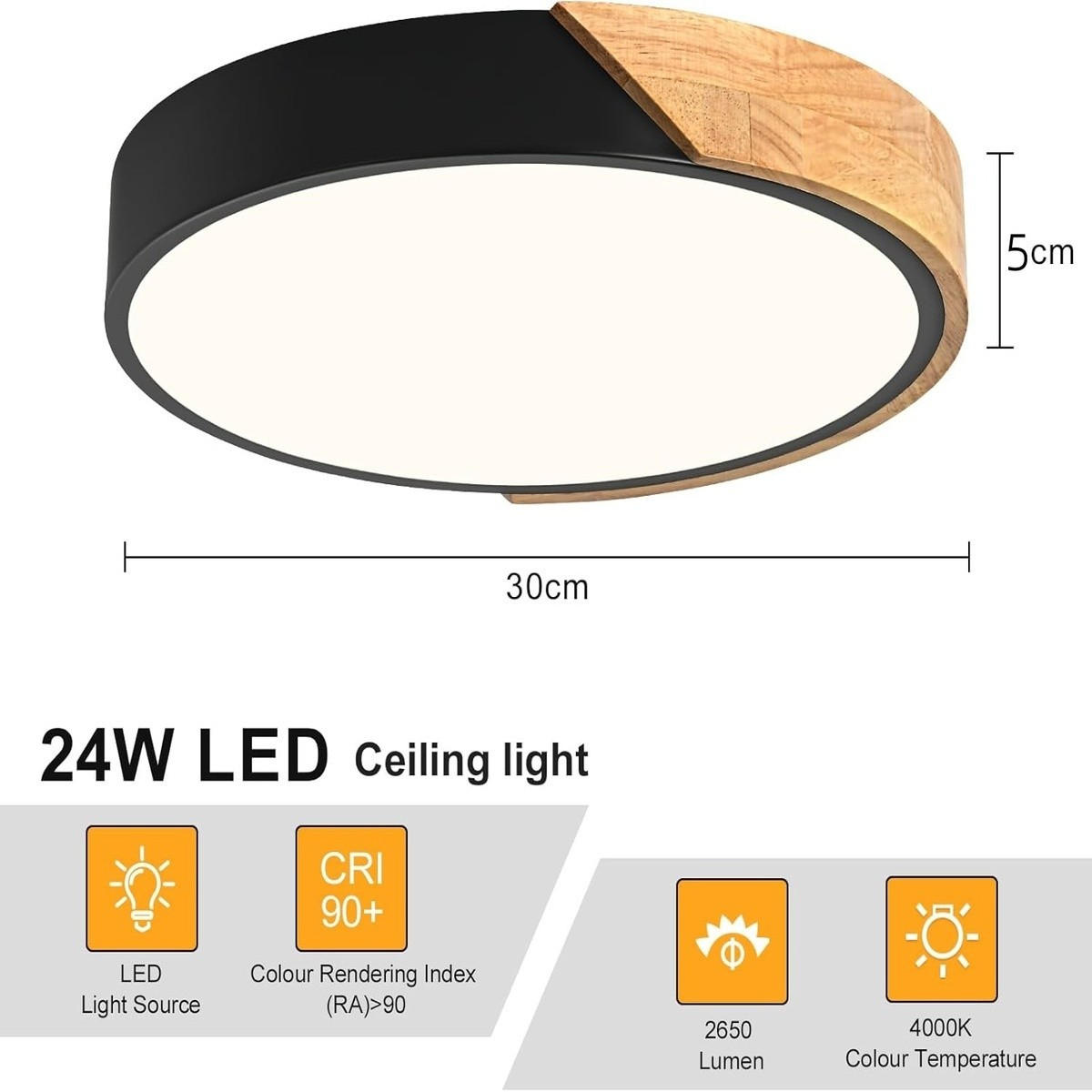 DECKENLEUCHTEN LED Modern Schwarz rund - Schwarz, Kunststoff (30/30/4cm) - Weltevree