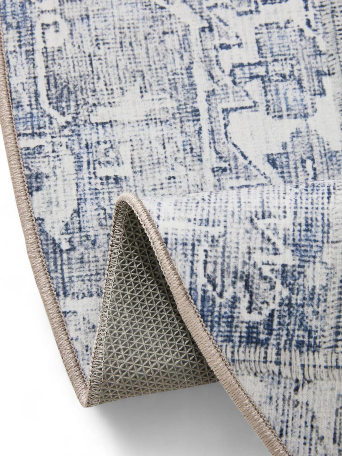 VINTAGE-TEPPICH George waschbar ø 120 cm rund - Blau, Kunststoff (120/120cm) - benuta