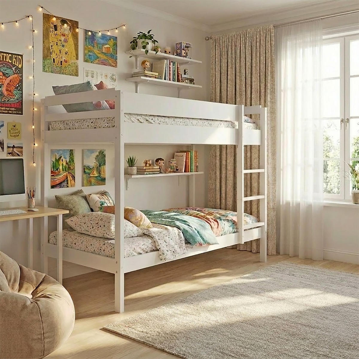 ETAGENBETT BRICE mit Lattenrosten / Etagenbett 90x190 - Weiß - Weiß, Holz (90/190cm) - Weber Industries