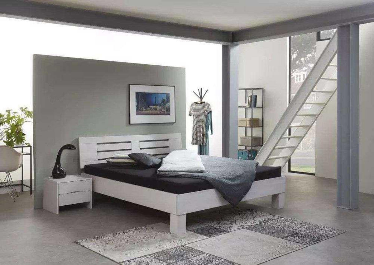 MASSIVHOLZBETT Basic 03 / 160 x 220 cm / buche-weiss-lackiert - Weiß, Holz (160/220cm) - BED BOX