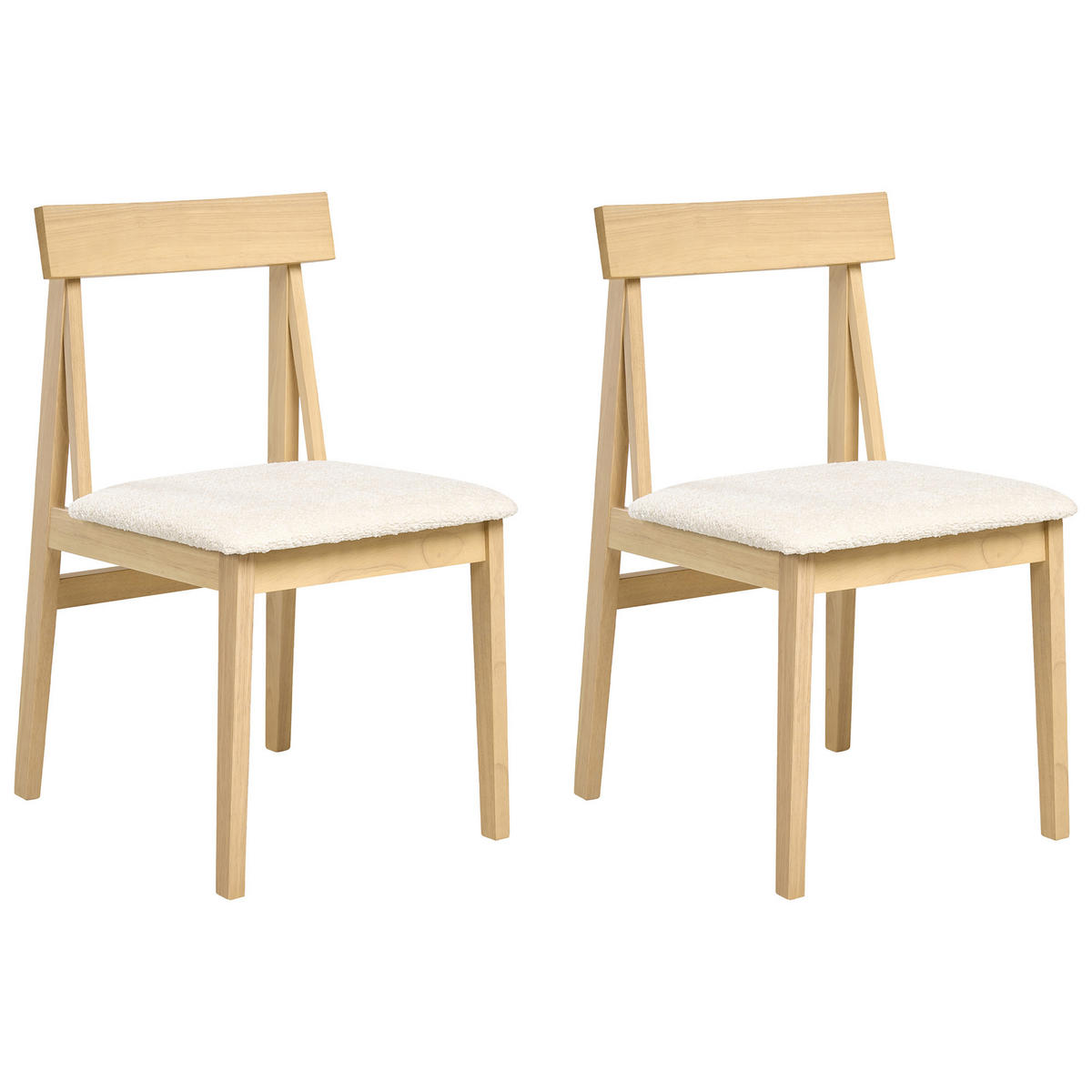 ESSZIMMERSTUHL 2er-Set Hellbraun Isle - Hellbraun/Beige, Holz (45/82/55cm) - Beliani