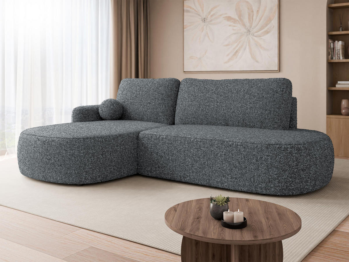 ECKSOFA Loridu O, Seite: Links - Dunkelgrau/Schwarz, Holz/Kunststoff (274/174cm) - MIRJAN24