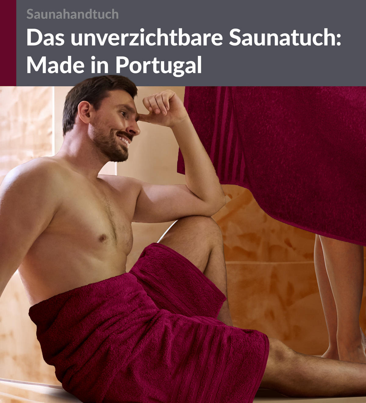SAUNATUCH 80x200 cm 2er Set London Kirschrot - Kirschrot, Textil (80/200cm) - Lashuma