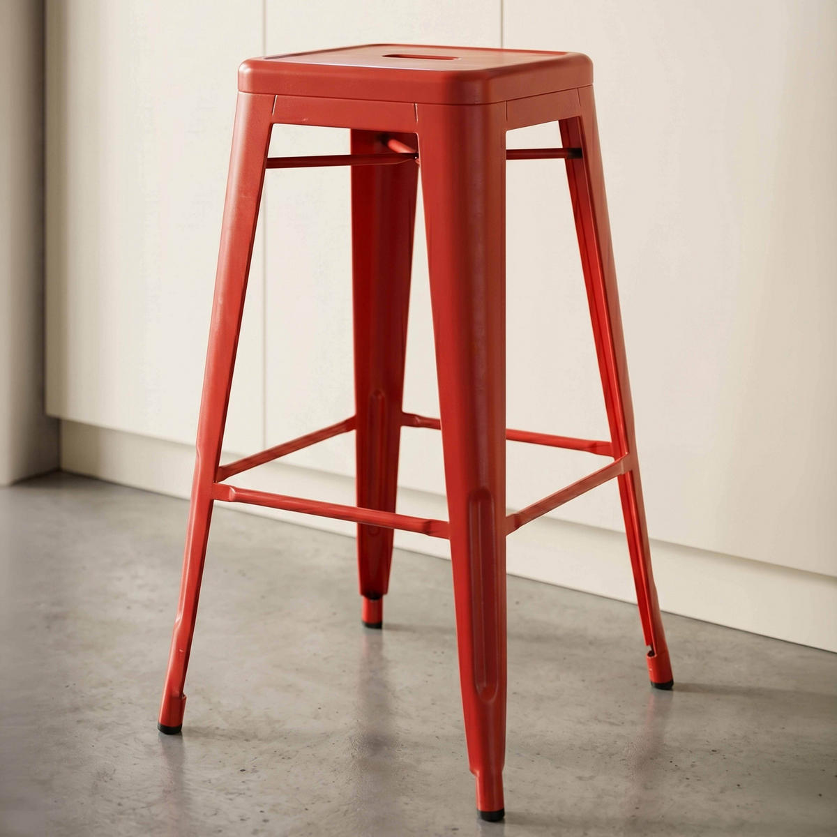 HOCHSTUHL 4-tlg., Rot - Rot, Metall (43/76/43cm) - Oviala