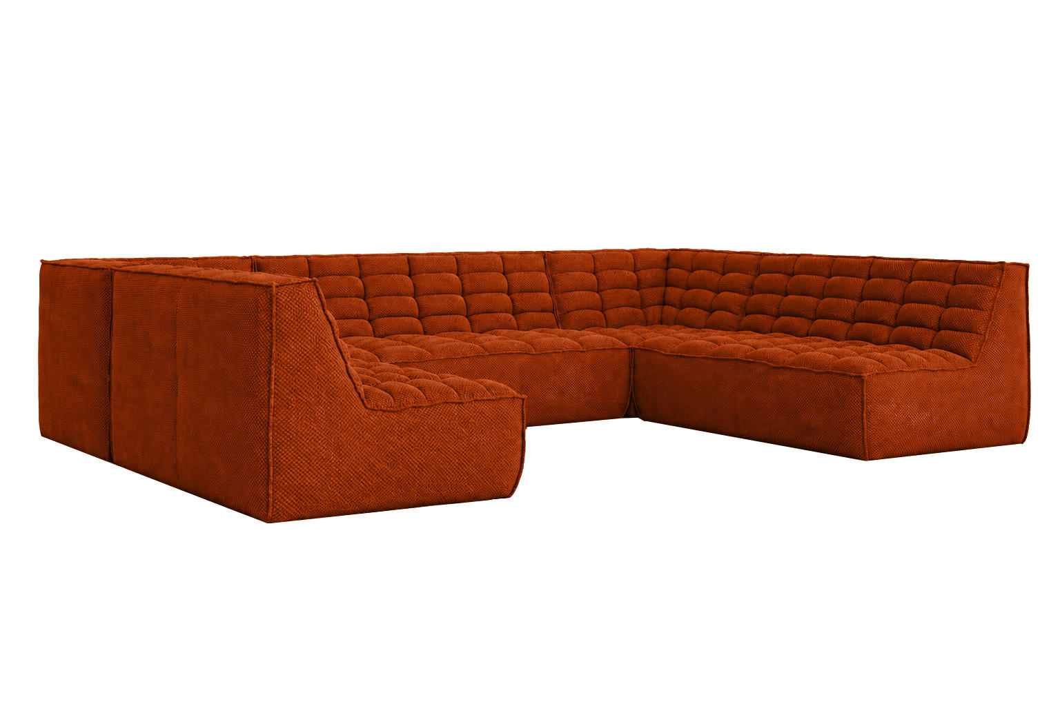 ECKSOFA U XL Modulares U-Form, Plüschstoff Pop, Kupfer, LAZY U XL - Kupferfarben, Holz (346/76/253cm) - Kaiser Möbel