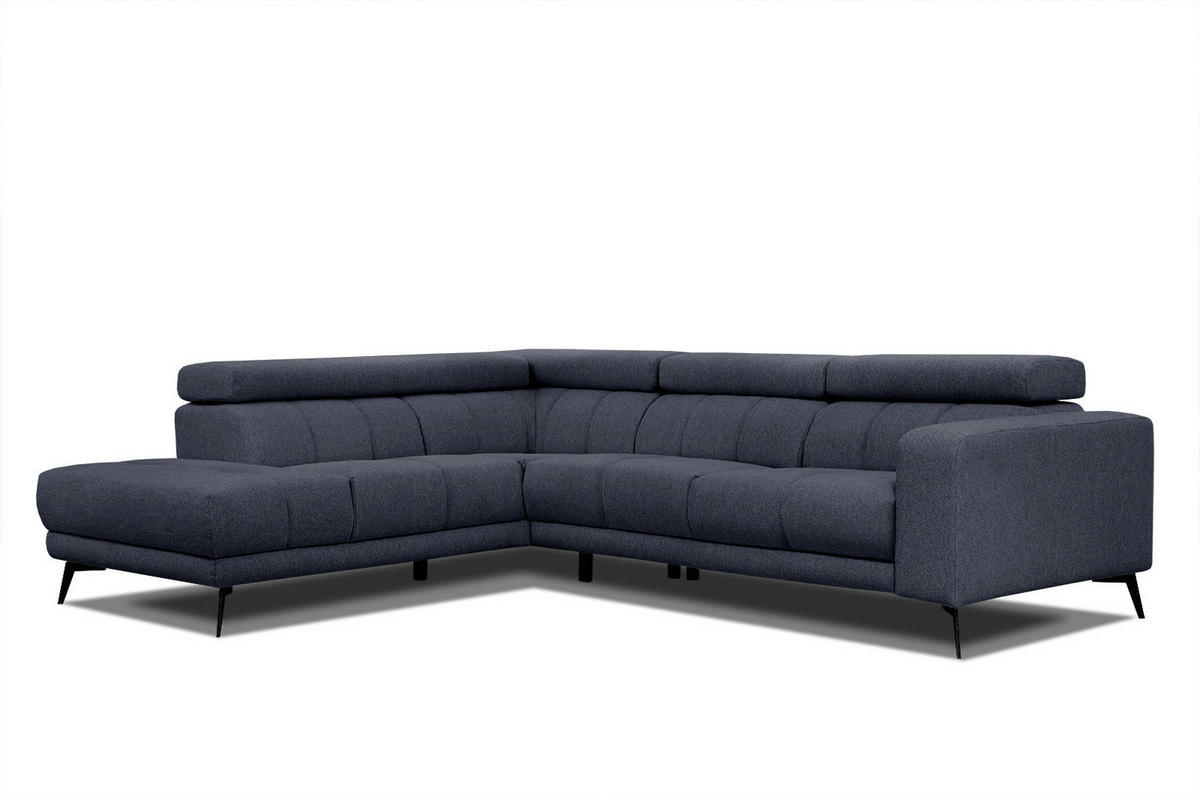 ECKSOFA MORELLO 5-Sitzer, dunkelblau - Schwarz/Dunkelblau, Holzwerkstoff/Textil (158/269cm) - Courtois Laville