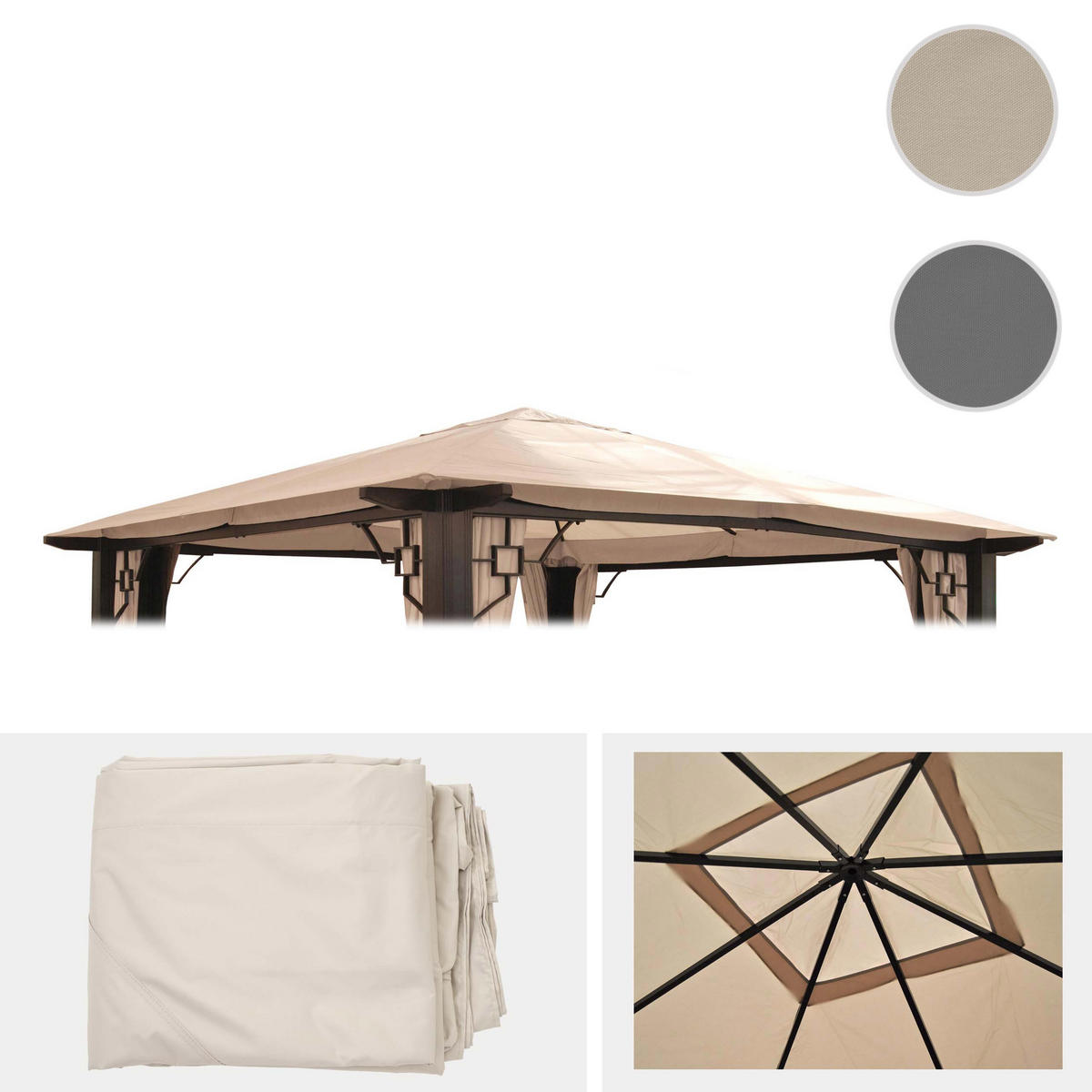 ERSATZDACH Pergola Mira 3,5x3,5m 335x335cm Creme - Creme, Textil (335/1/335cm) - BERLINLODGE