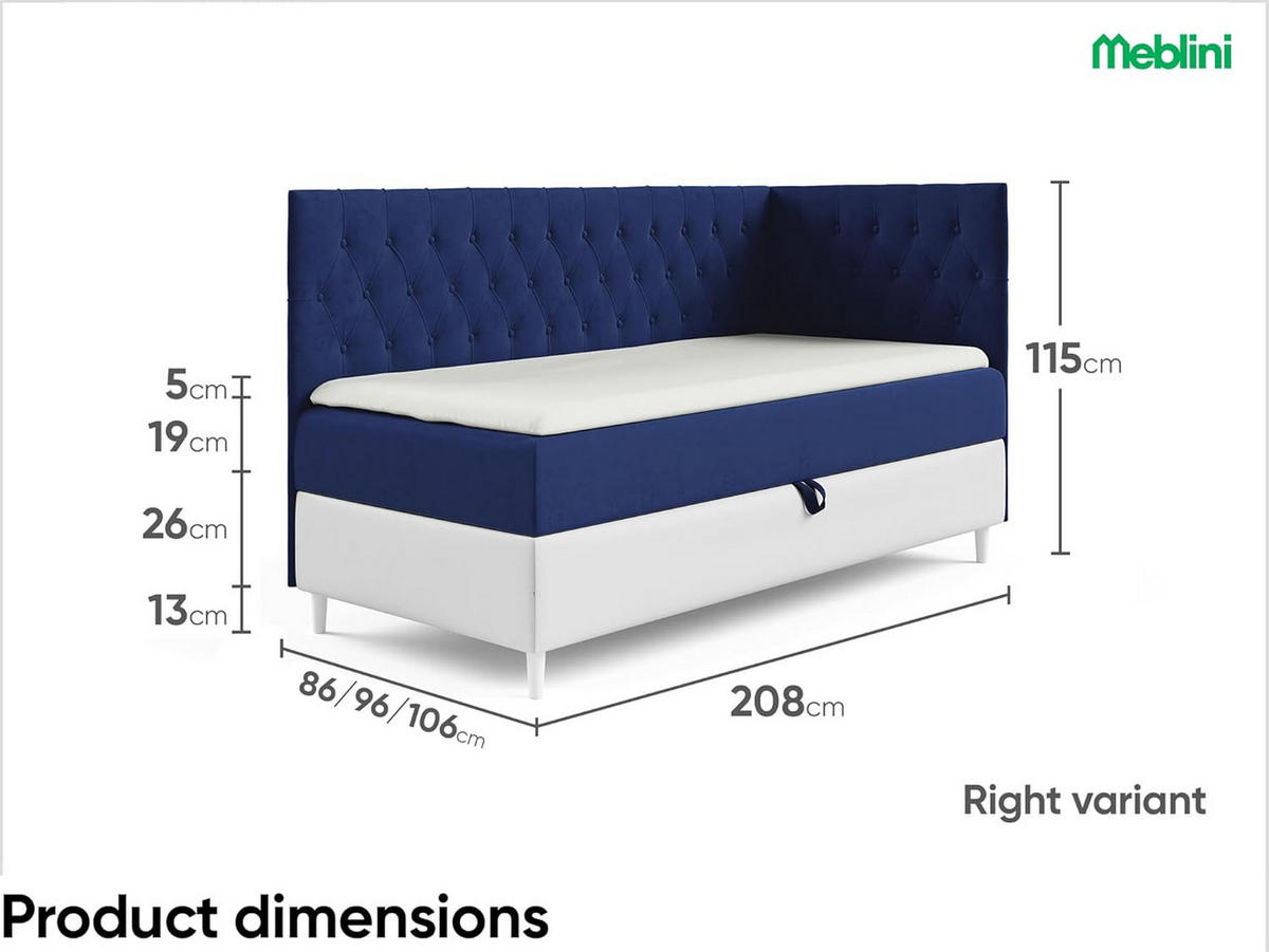 KINDERBETT FLIPPO 3 - Dunkelblau/Weiß, Holzwerkstoff (96/208cm) - Meblini