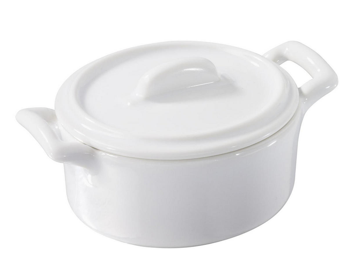 KASSEROLLE MIT DECKEL 8 cl Weiss - Weiß, Keramik (7cm) - Revol Porcelaine France
