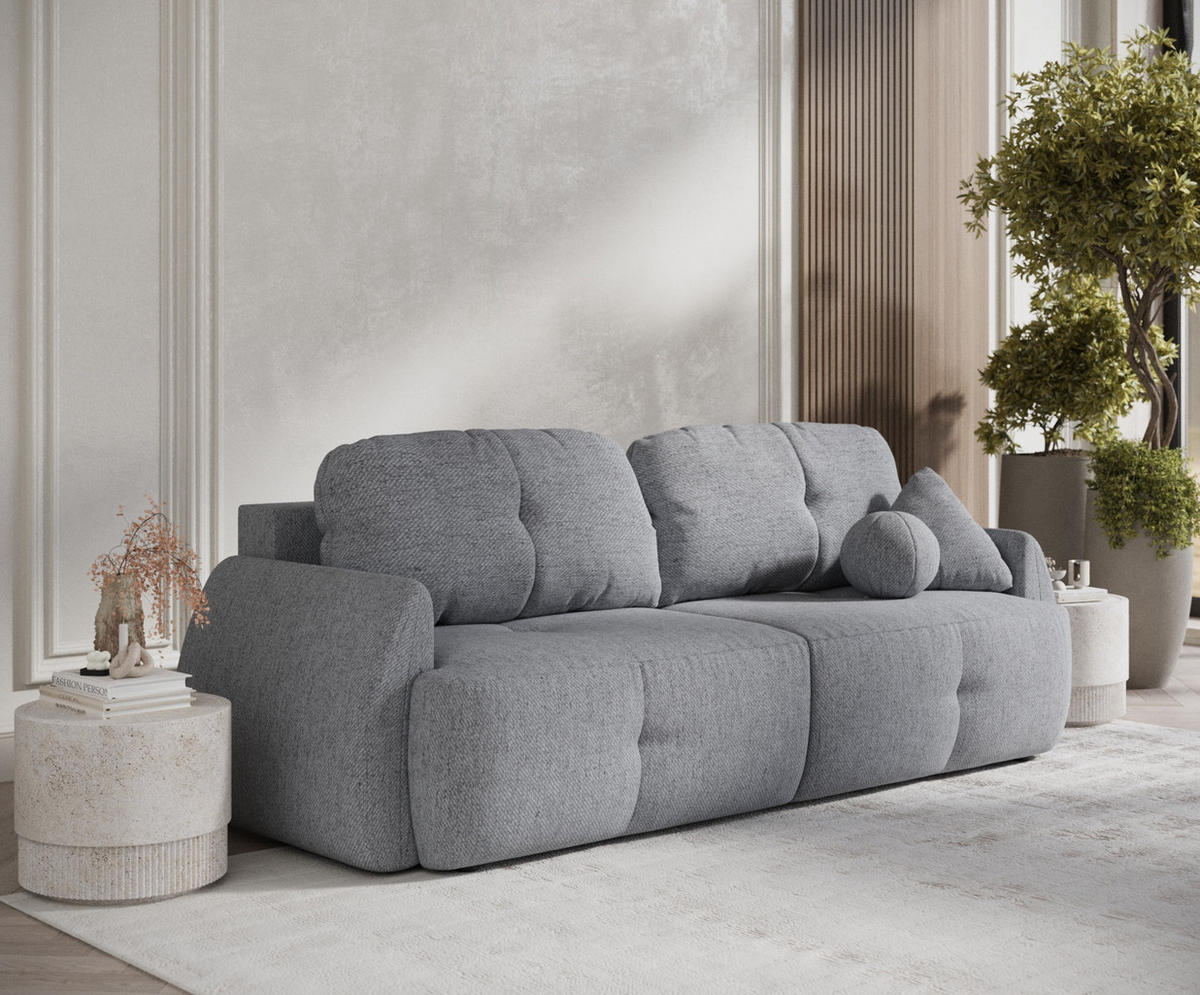 SCHLAFSOFA Loca Grau Webstoff - Schwarz/Grau, Holz/Holzwerkstoff (248/92/103cm) - Maison de Reve