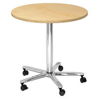 SÄULENHUBTISCH rund ST 80/80/74 cm in Ahornfarben/chrom - Chromfarben/Ahornfarben, Holzwerkstoff (80/80/74cm) - bümö