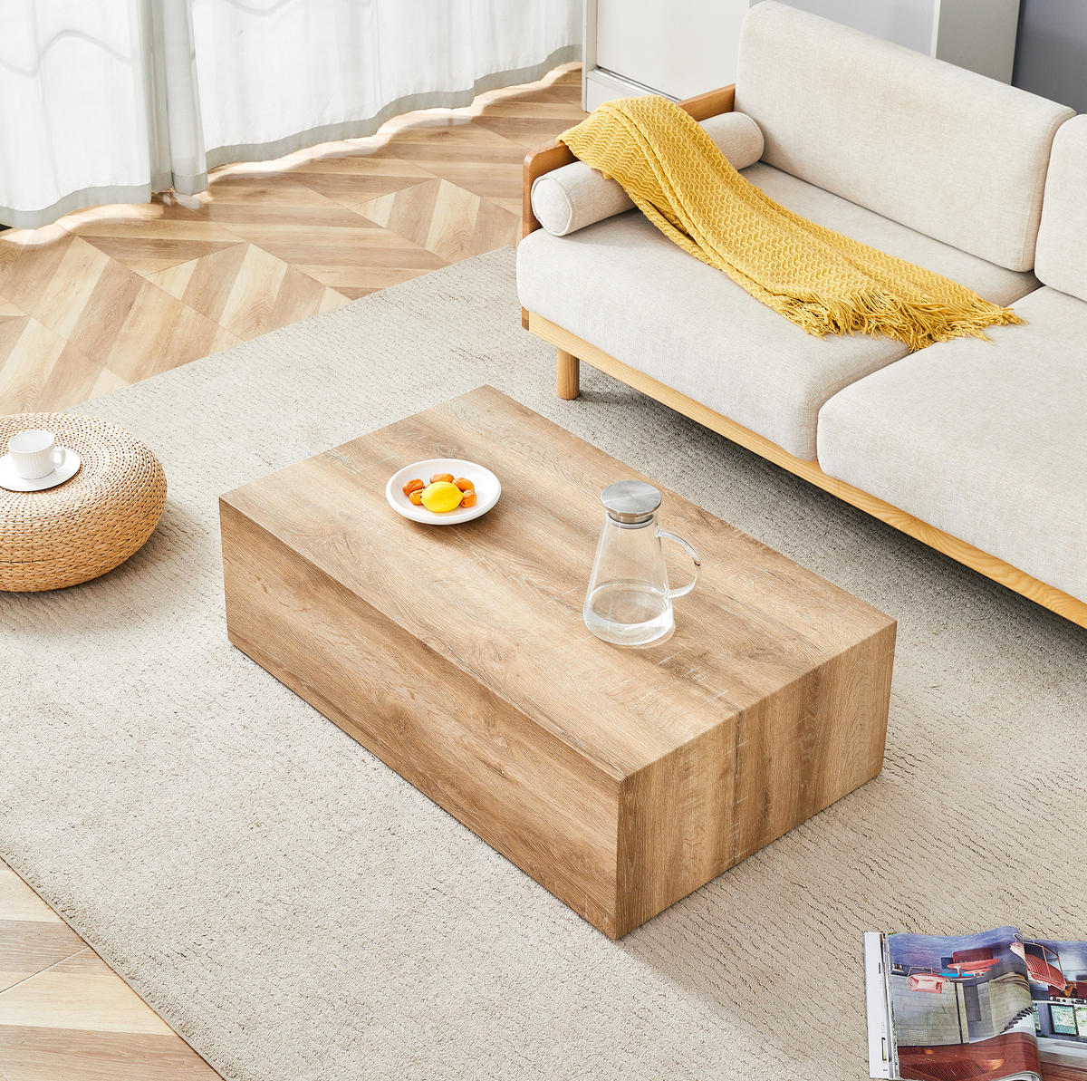 COUCHTISCH aus MDF 90x50x30 cm in Naturfarben mit montagefreiem Design - Naturfarben, Holzwerkstoff (90/50/30cm) - Modfu