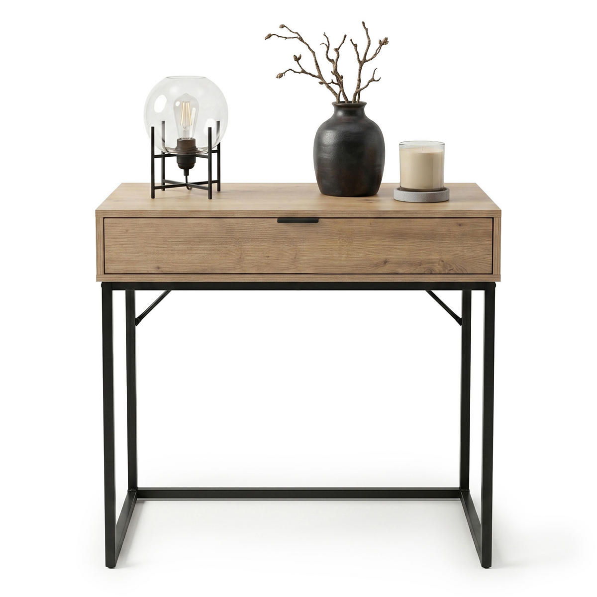 KONSOLENTISCH MODENA 80 cm Artisan Eiche - Schwarz/Eiche Artisan, Holzwerkstoff (35/80/80cm) - Akord