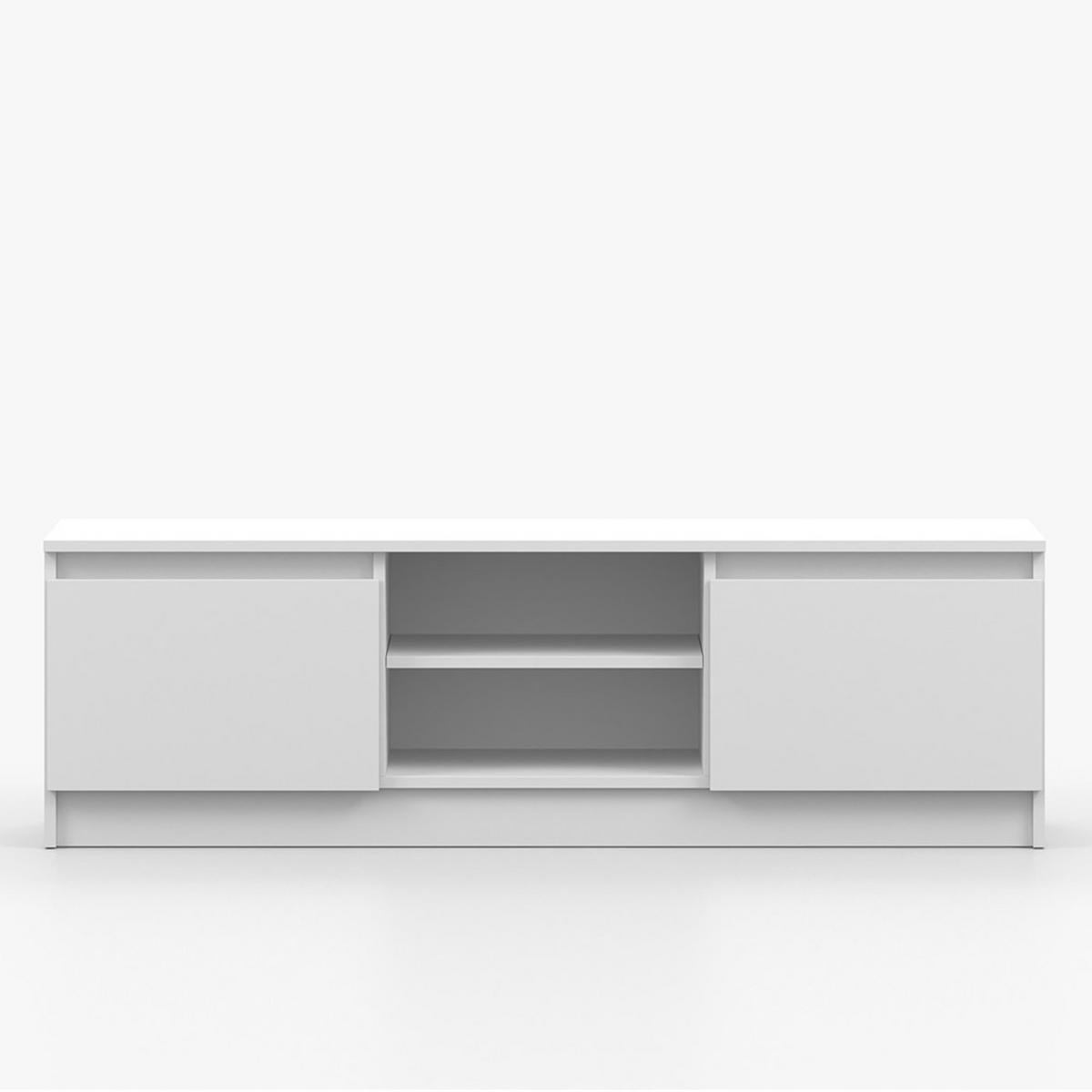 TV-LOWBOARD SOLO, Wohnzimmer, TV-Lowboard, Lowboard, TV-Schrank 135 cm Weiß/Weiß, 2-türig, grifflos - Weiß, Holzwerkstoff (135/42/42cm) - imoebel24