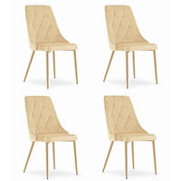 ESSZIMMERSTUHL 4er Set Beigefarbener Velours, Diamantpolsterung, Bequeme Sitzfläche - Beige, Textil (48/89/43cm) - Best For Home