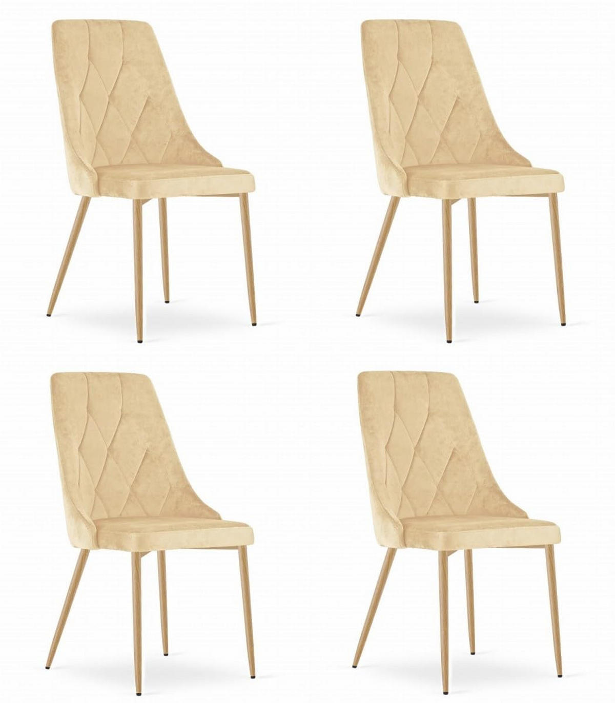 ESSZIMMERSTUHL 4er Set Beigefarbener Velours, Diamantpolsterung, Bequeme Sitzfläche - Beige, Textil (48/89/43cm) - Best For Home