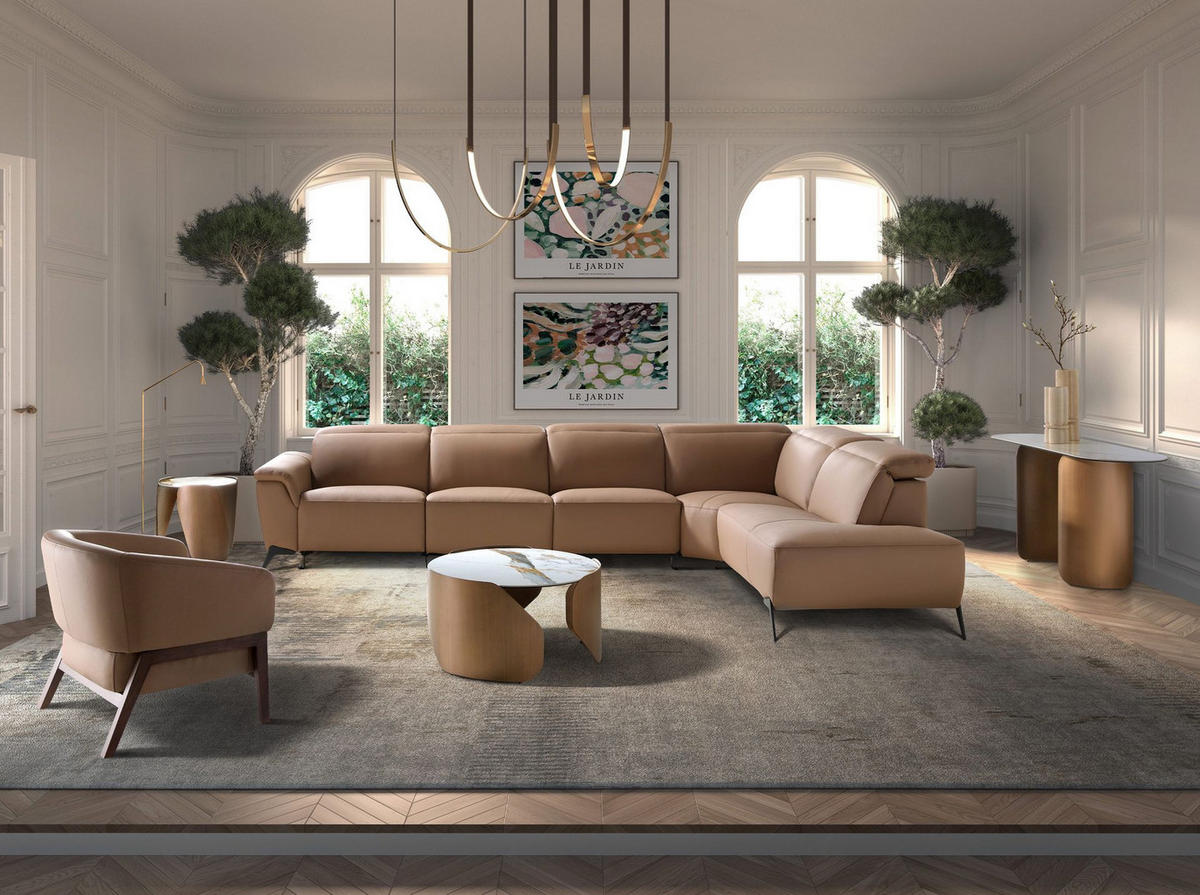 SESSEL Brauner Ledersessel 84/76/72cm - Ecru/Walnussfarben, Leder/Holz (84/72/76cm) - ANGEL CERDA