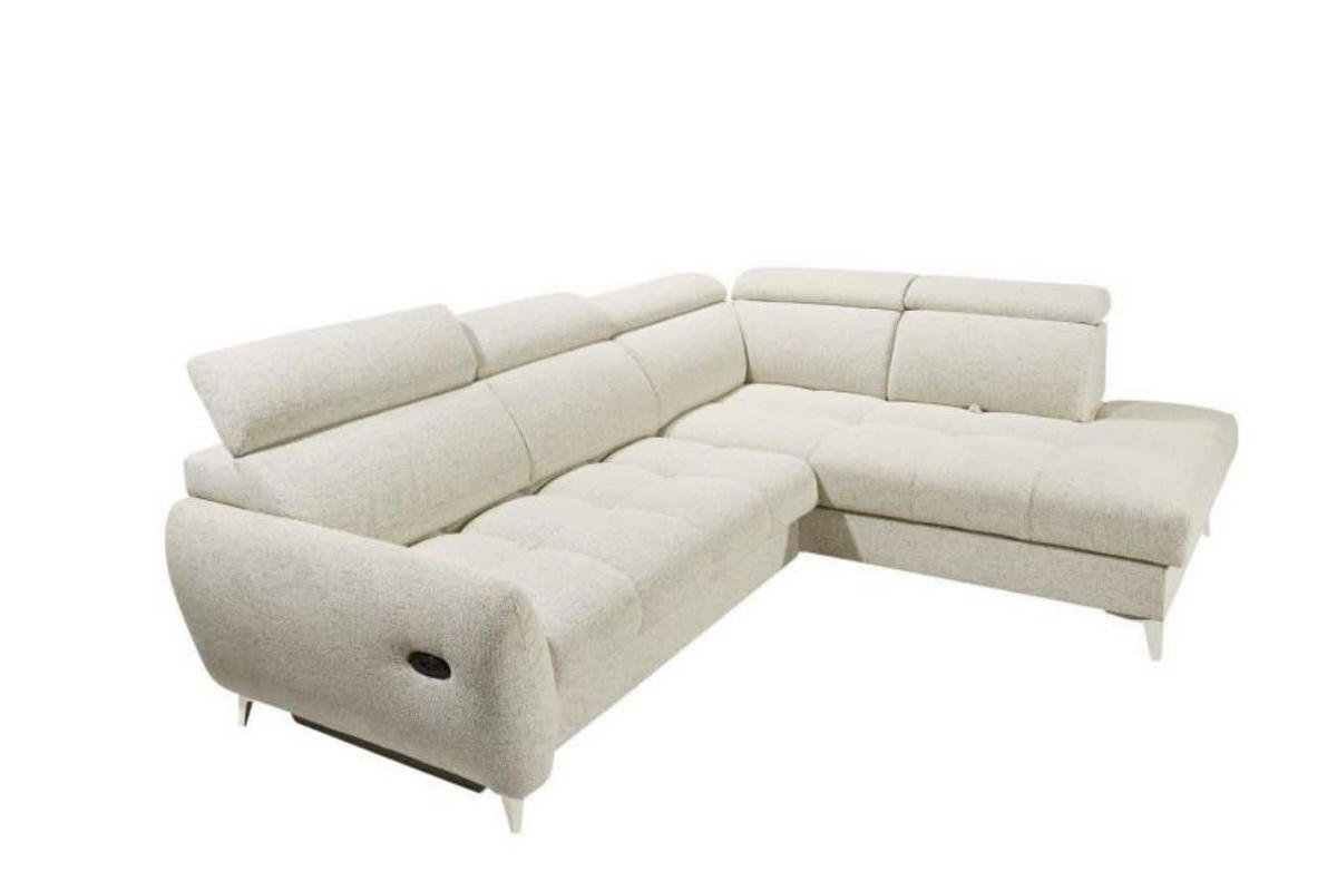 ECKSOFA mit elektrischer Sitztiefenverstellung und Bettkasten - Taupe/Chromfarben, Holz/Holzwerkstoff (216/282cm) - ed exciting design