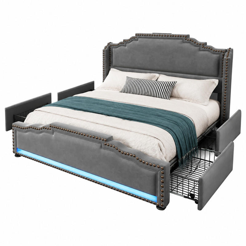Beauniv Bett Grau 160x200 cm
