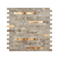FLIESENAUFKLEBER 1 Stück 29,7 x 29,2 cm Selbstklebende Fliesen - Mela Ferro - Beige/Roségold, Kunststoff (29.2/0.33/27.7cm) - Mazovia
