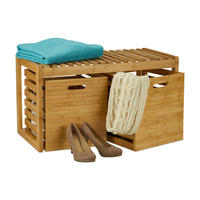 SITZBANK - Hellbraun, Holz (80/44.5/40cm) - Relaxdays