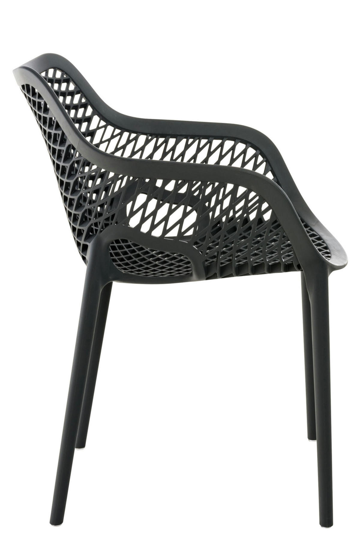 GARTENSTUHL 4er Set Kunststoff dunkelgrau - Dunkelgrau, Kunststoff (57/81/60cm) - CLP
