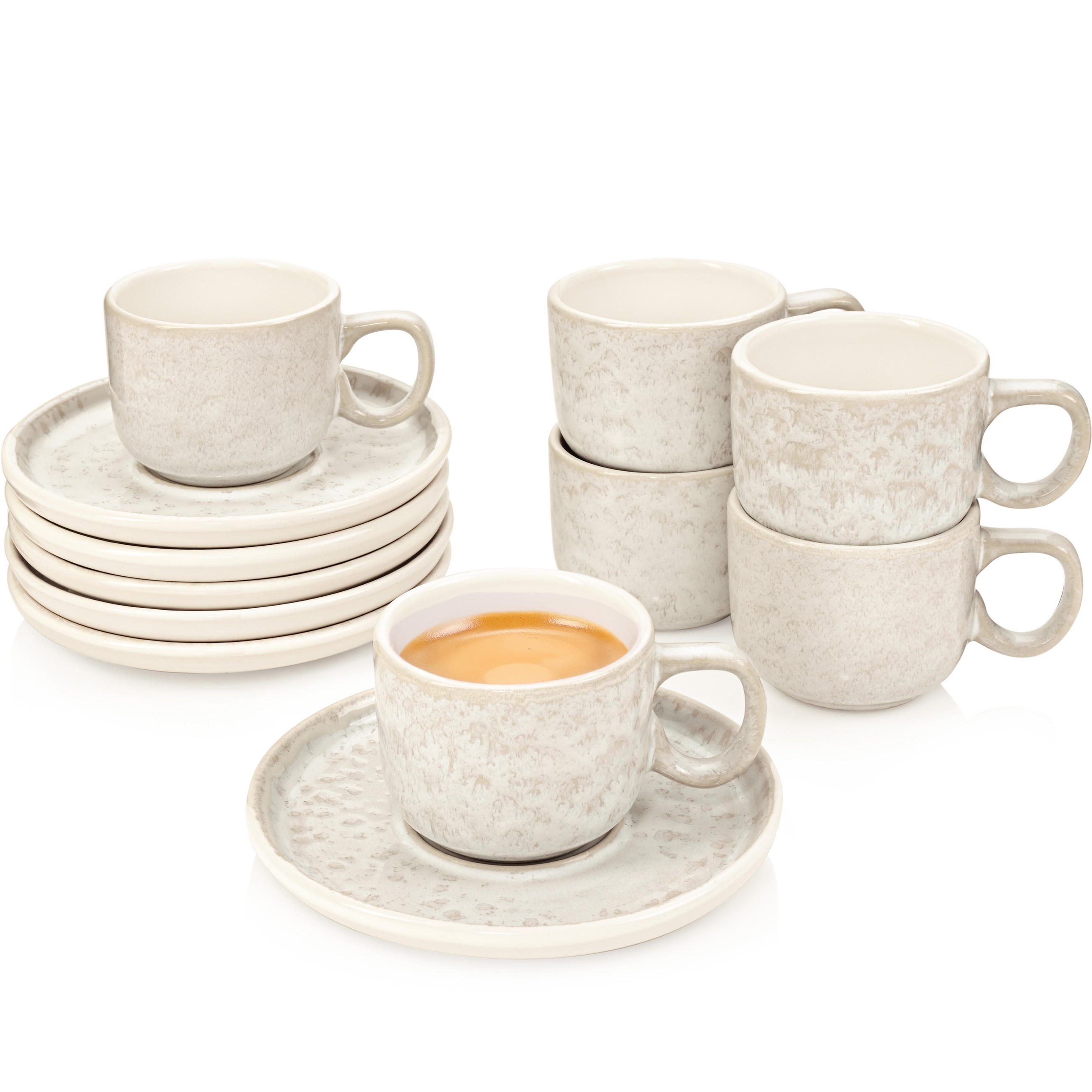 ESPRESSOTASSEN SET KEY WEST - 12 teilig aus Steingut - Creme, Stein (0.08L) - Sänger
