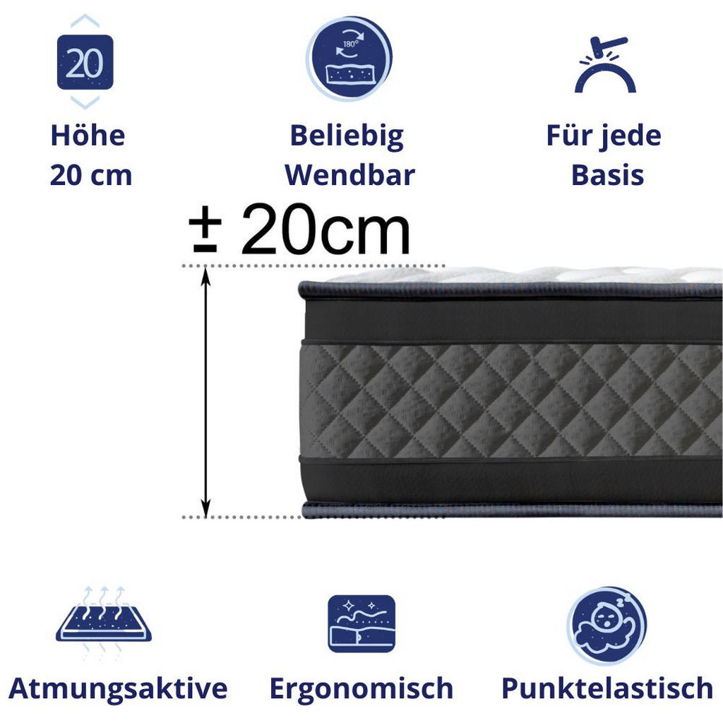 Thumbnail - Dagostino Home Kaltschaummatratze, Weiß, Textil, Mode, H3 + H4, Füllung: Kaltschaum, Rechteckig, 105x190 cm, Oeko-Tex® S...