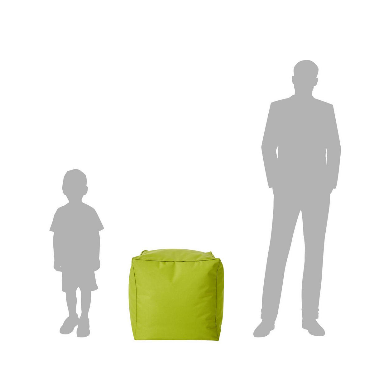 SITZSACK-HOCKER Pouf Cube 40x40x40cm - Grün, Textil (40/40/40cm) - Green Bean