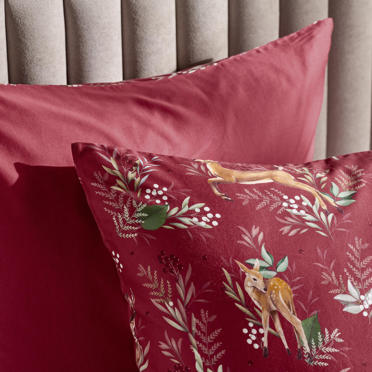 BETTWÄSCHE Satin WILDERO, 160x200 cm, Rot, Winter Weihnachten Bettbezug, Weihnachtsdeko, Christmas, Weihnachtsmotiv - Rot, Textil (160/200cm) - home&you