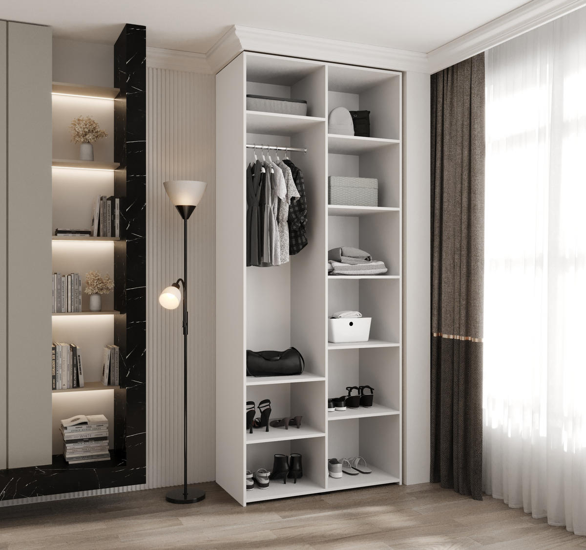 DREHTÜRENSCHRANK 245,5/100/50 2-türig - Schwarz/Weiß, Holz/Metall (100/245.5/50cm) - Abiks Möbel