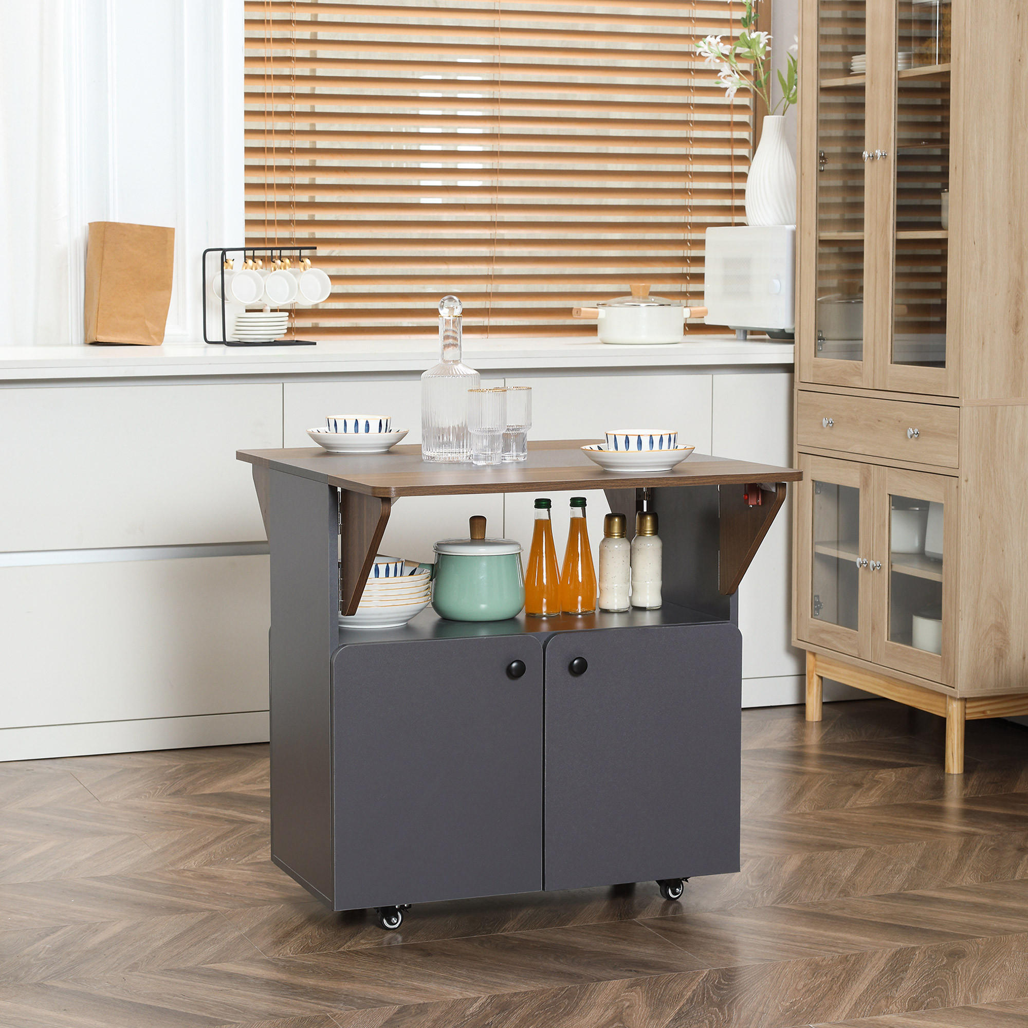 KLAPPTISCH Spanplatte Stahl Hellgrau Dunkelbraun - Hellgrau/Schwarz, Holzwerkstoff/Kunststoff (70/83/75cm) - HOMCOM
